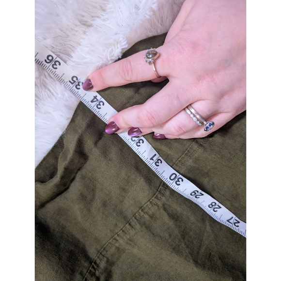 Quince 100% Linen Martini Olive Sleeveless Swing Button-Down Tunic Dress Large - Picture 9 of 9